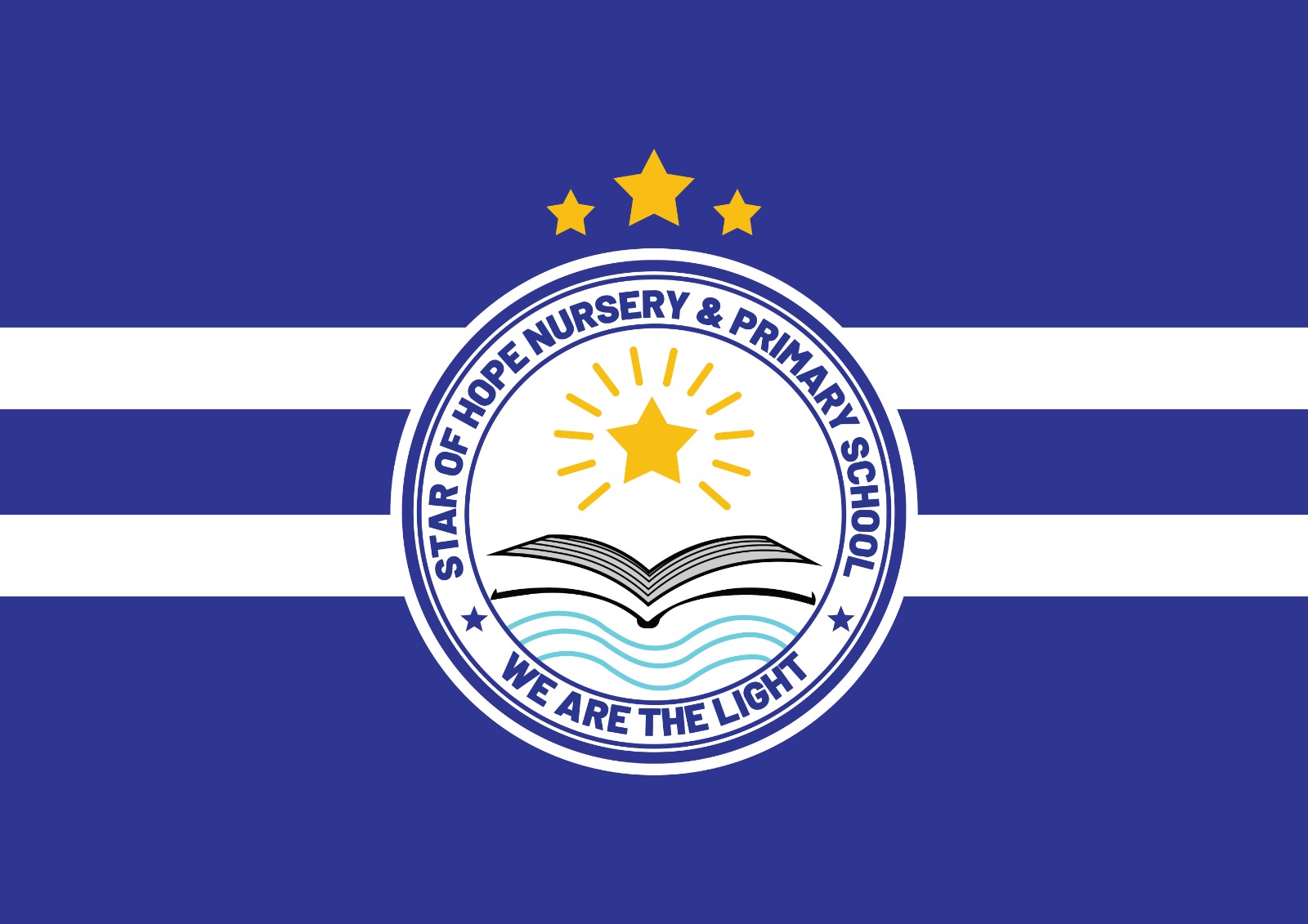 Official blue and white Star of Hope Nursery and Primary School flag featuring the school crest